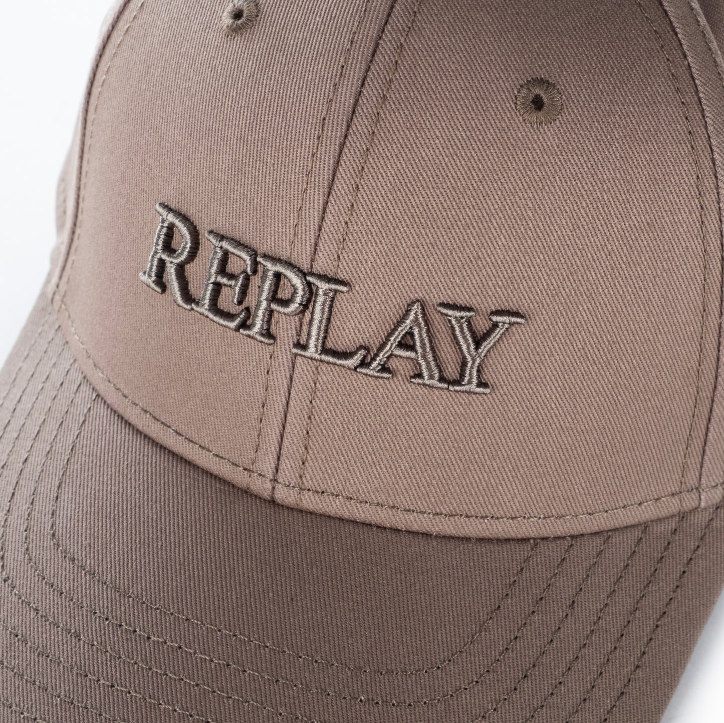 Boné Casual Unissexo Replay Bege com Logo Bordado