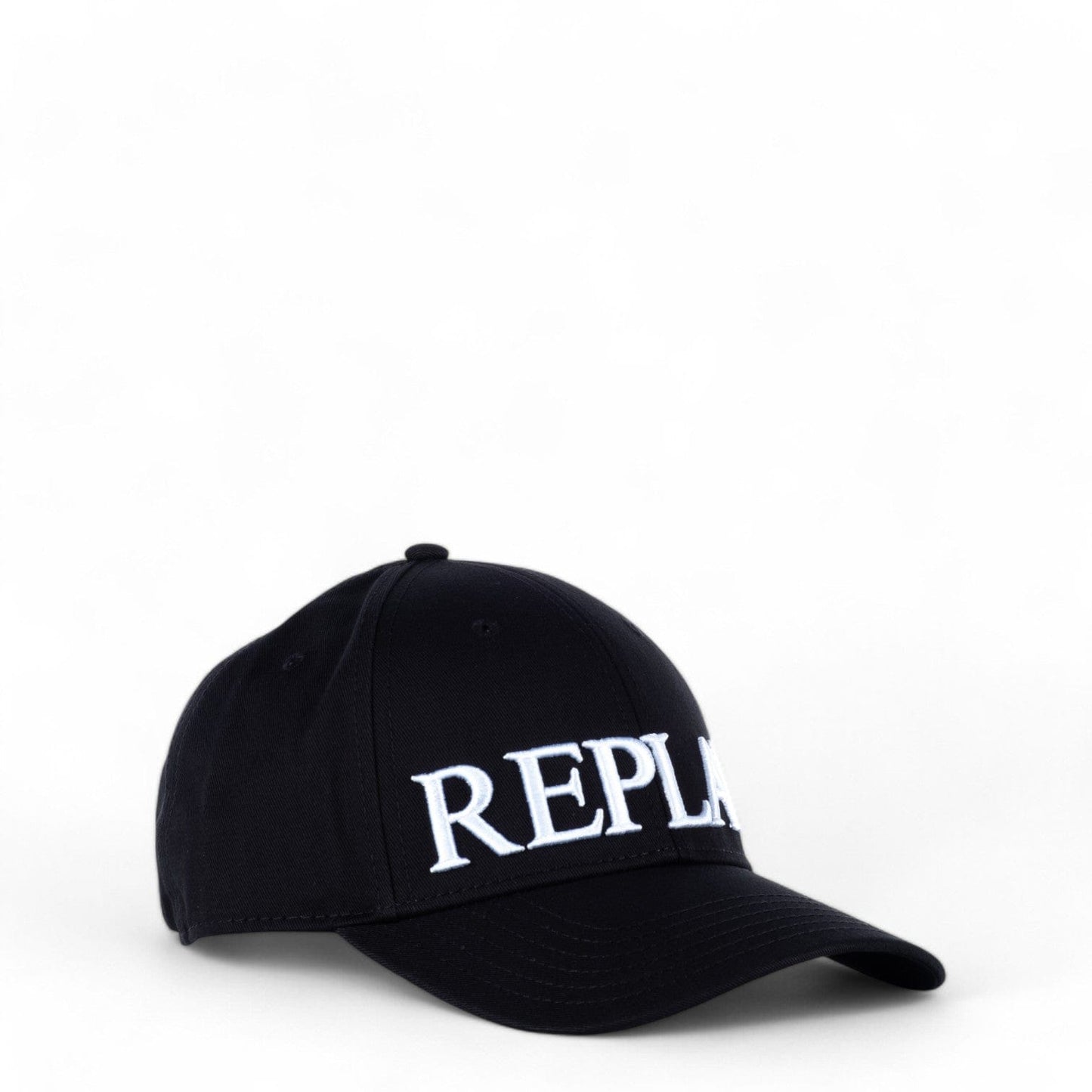 Boné Replay Preto com Logótipo Bordado Grande em Branco