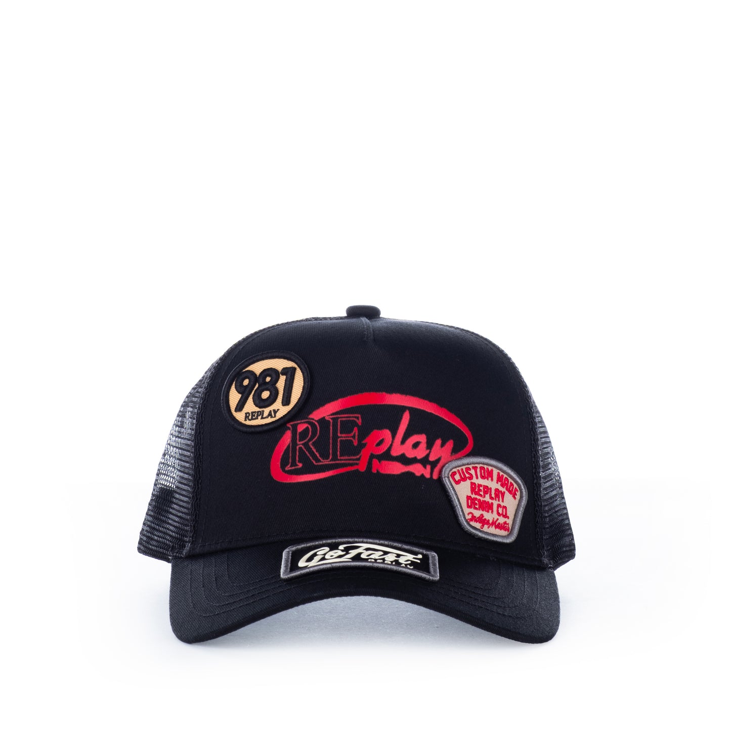 Boné Masculino Replay Preto Bordado com Apliques