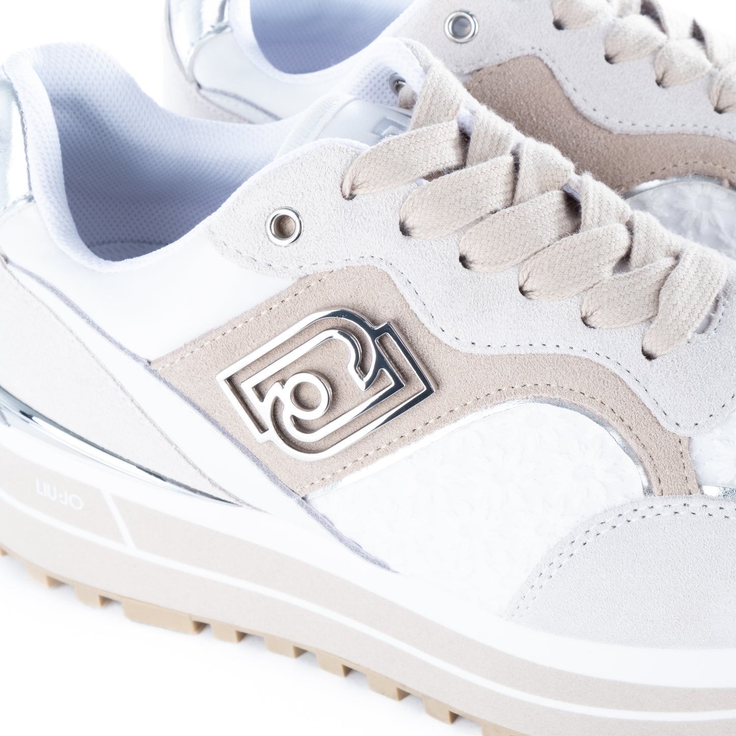 Ténis Mulher Liu Jo Bege/Branco com Detalhes Metálicos