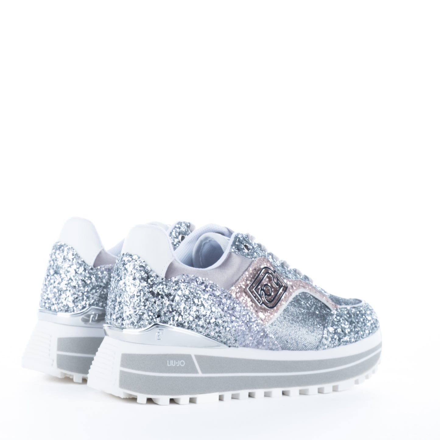 Ténis Mulher Liu Jo Prateado e Rosa de Glitter com Logo em Relevo