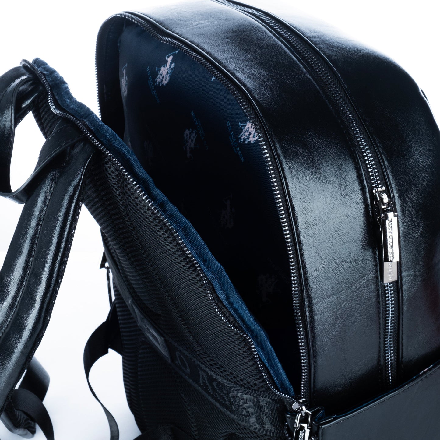 Mochila Unisexo US Polo em Preto Brilhante com Logótipo Discreto
