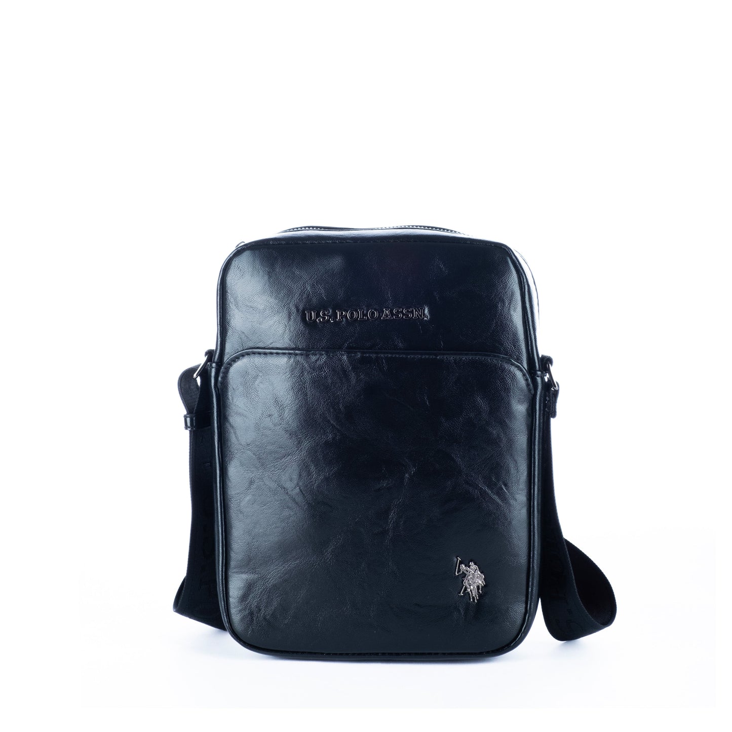 Bolsa Tiracolo de Homem US Polo em Preto Brilhante com Logótipo Discreto