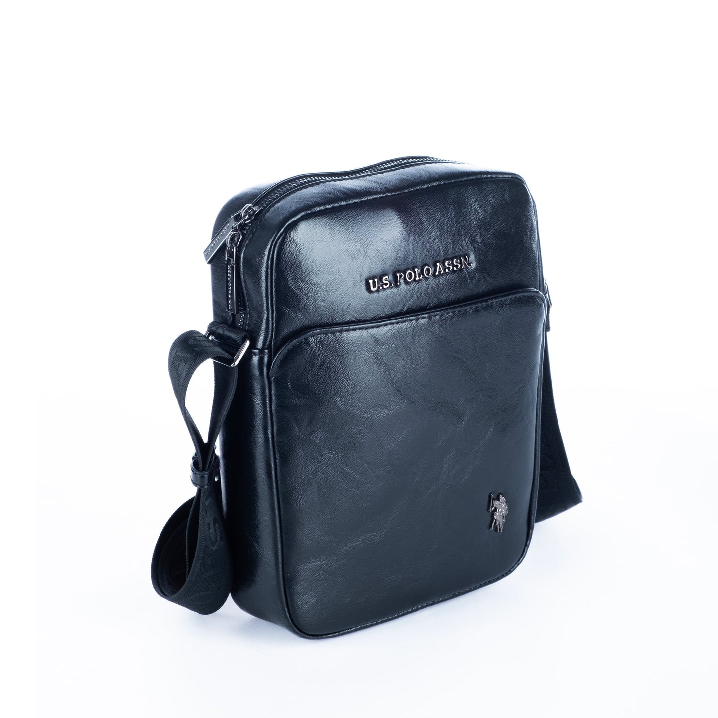 Bolsa Tiracolo de Homem US Polo em Preto Brilhante com Logótipo Discreto