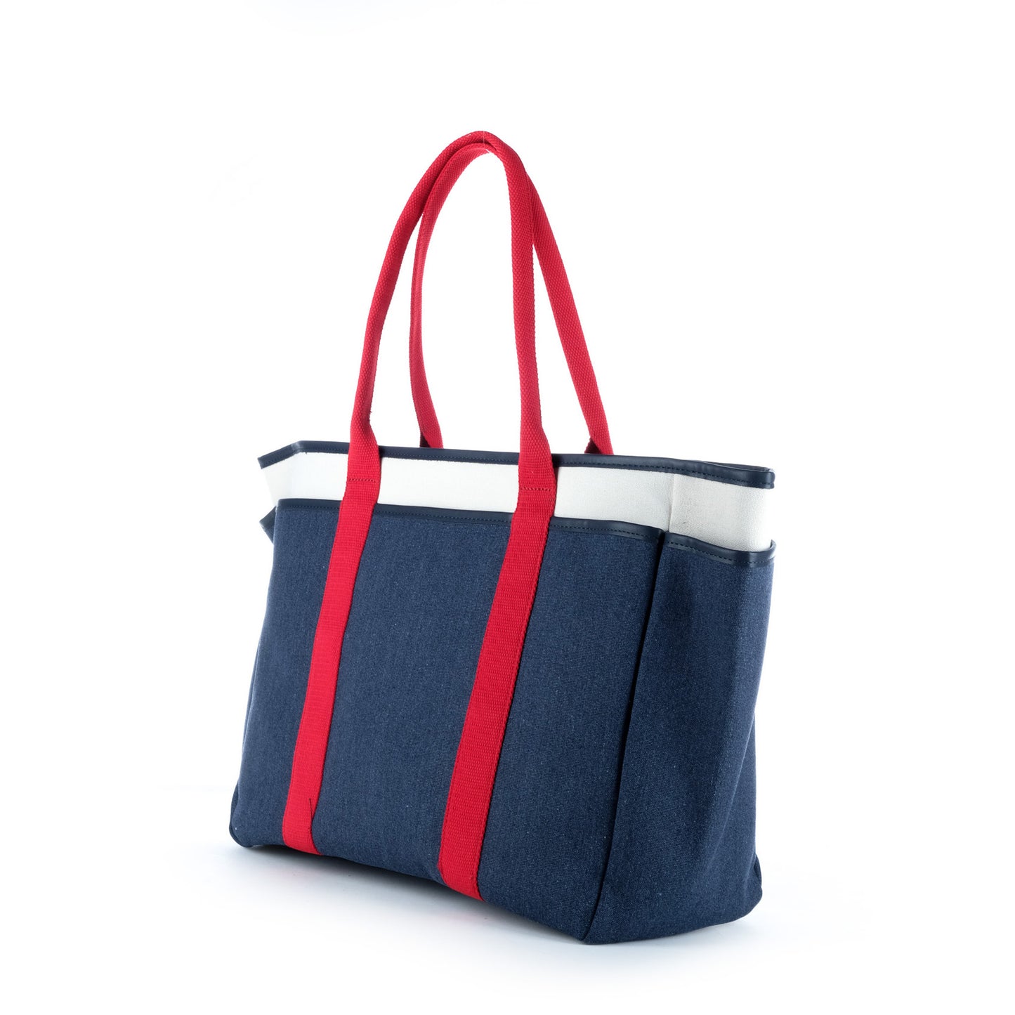 Bolsa Tote U.S. Polo Assn. Azul Marinho com Alças Vermelhas e Logótipo Bordado