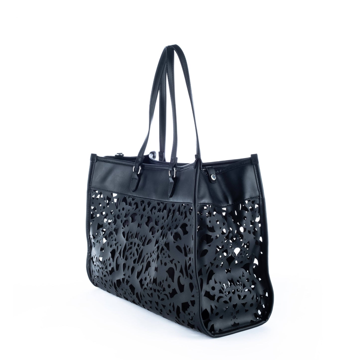 Bolsa Tote Feminina US Polo Preta com Detalhes Vazados