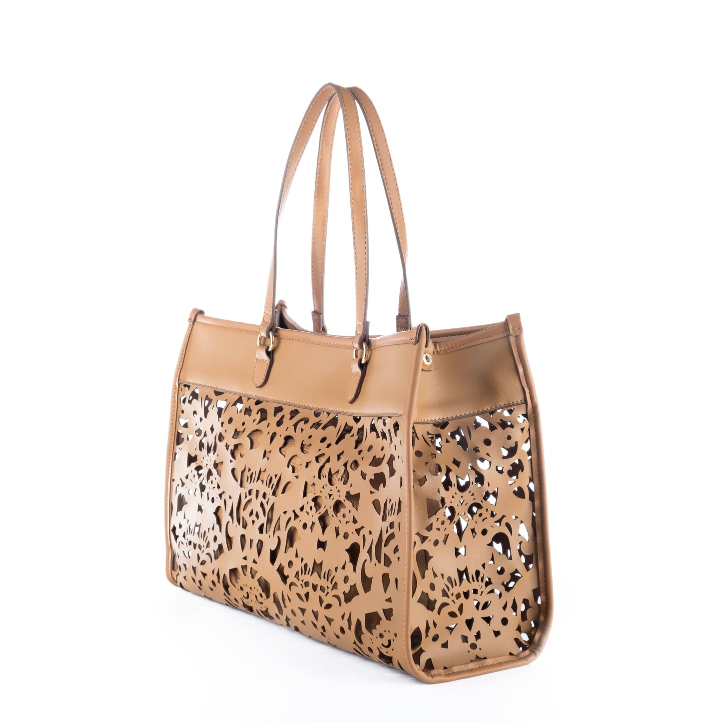 Bolsa Tote Feminina US Polo Marrom com Detalhes Vazados