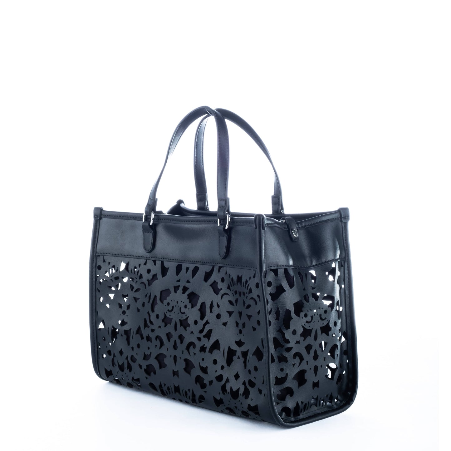 Bolsa Tote Feminina US Polo Preta com Detalhes Vazados