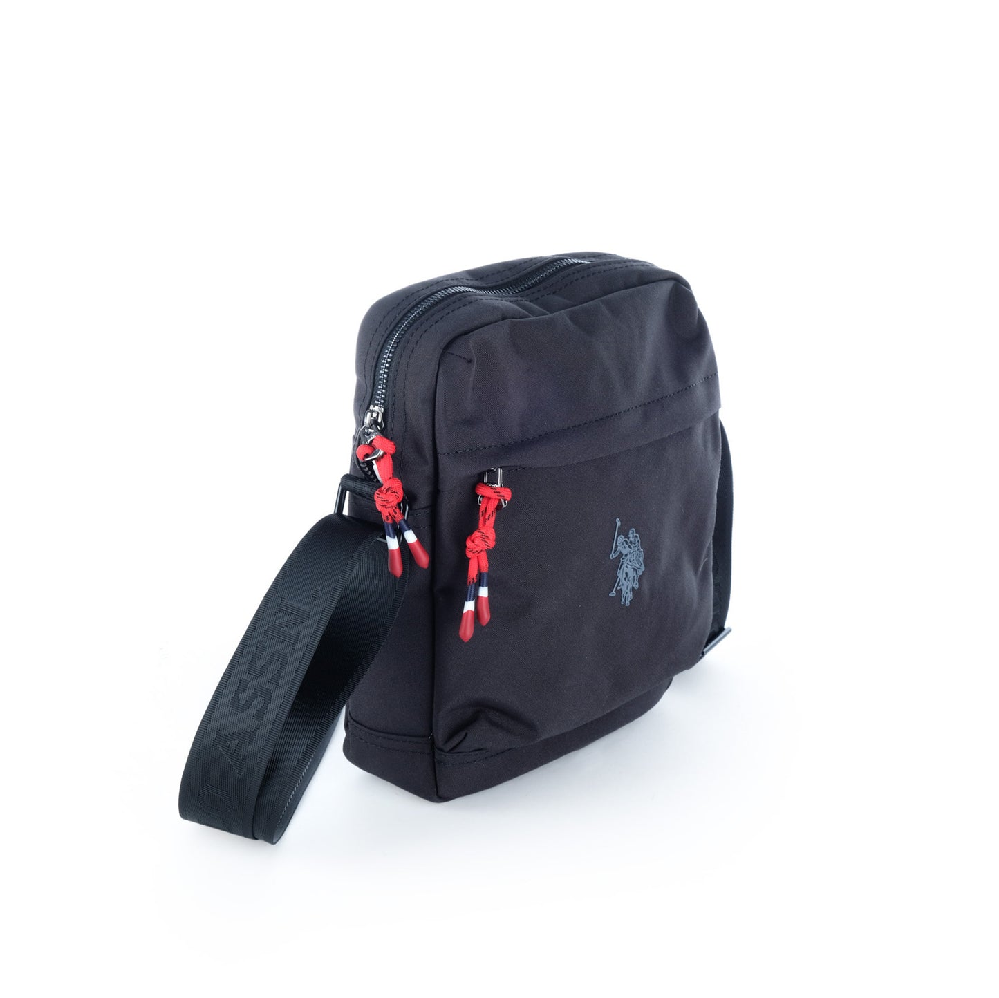 Bolsa Tiracolo Homem U.S. Polo Assn. Preta com Logótipo Frontal e Detalhes Vermelhos