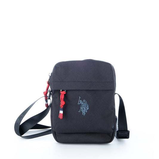 Bolsa Tiracolo Homem U.S. Polo Assn. Preta com Logótipo Frontal e Fechos Contrastantes
