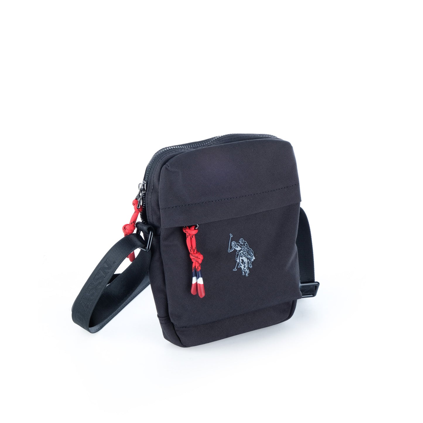 Bolsa Tiracolo Homem U.S. Polo Assn. Preta com Logótipo Frontal e Fechos Contrastantes