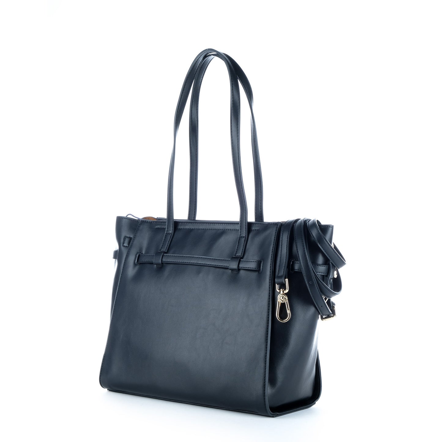 Bolsa Tote U.S. Polo Assn. Preta com Fivela Frontal e Detalhes Dourados