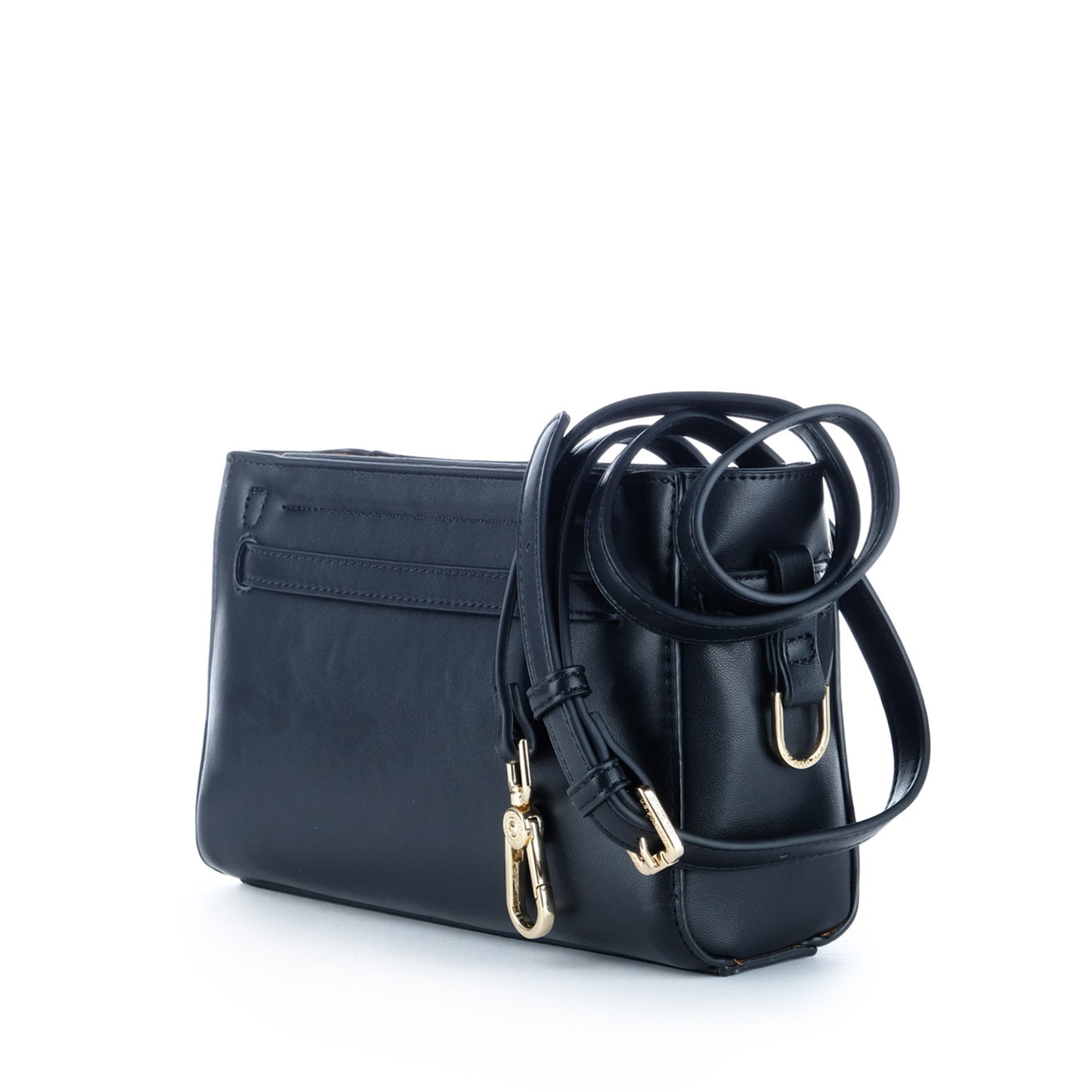 Bolsa Tiracolo U.S. Polo Assn. Preta com Fivela Frontal e Detalhes Dourados