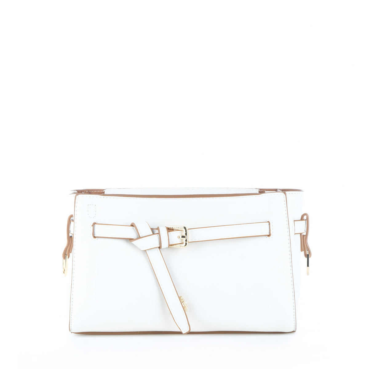Bolsa Tiracolo U.S. Polo Assn. Branca com Fivela Dourada