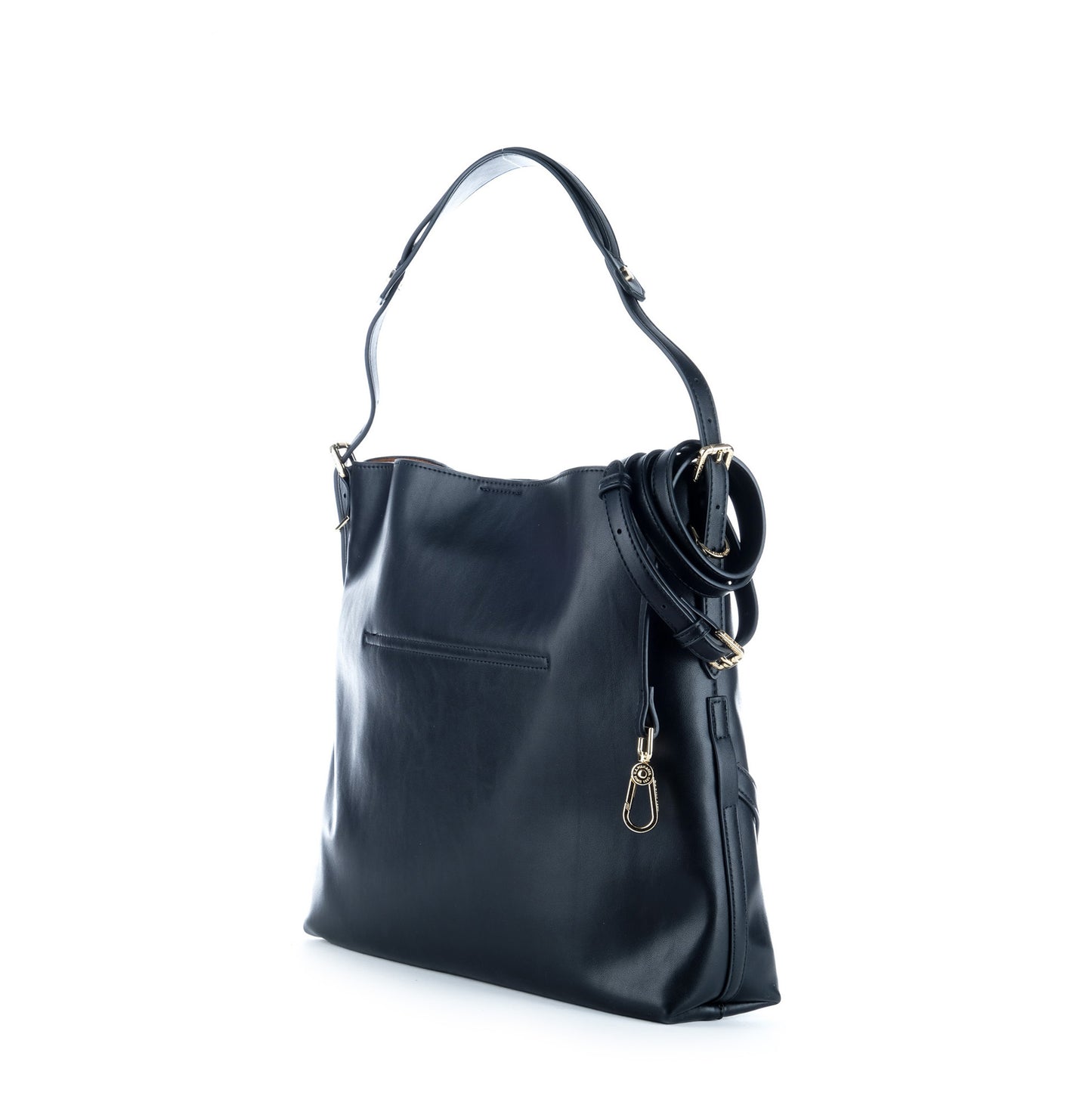 Bolsa de Ombro U.S. Polo Assn. Preta com Fivelas e Logótipo Dourado