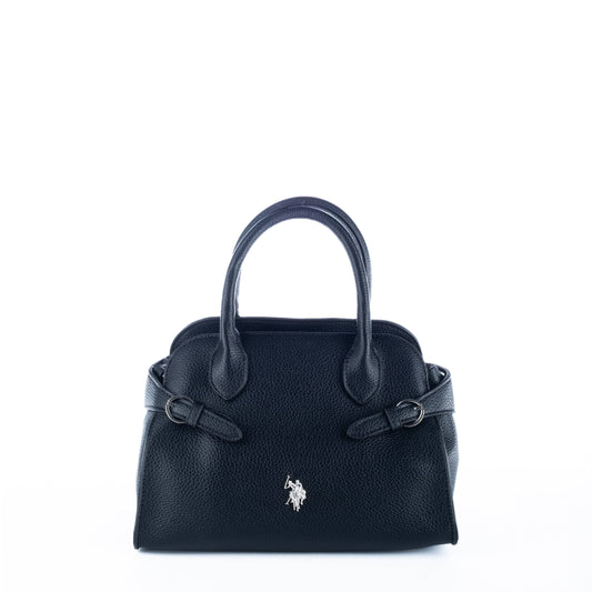 Bolsa Satchel Feminina US Polo Preta em Pele com Alça Dupla