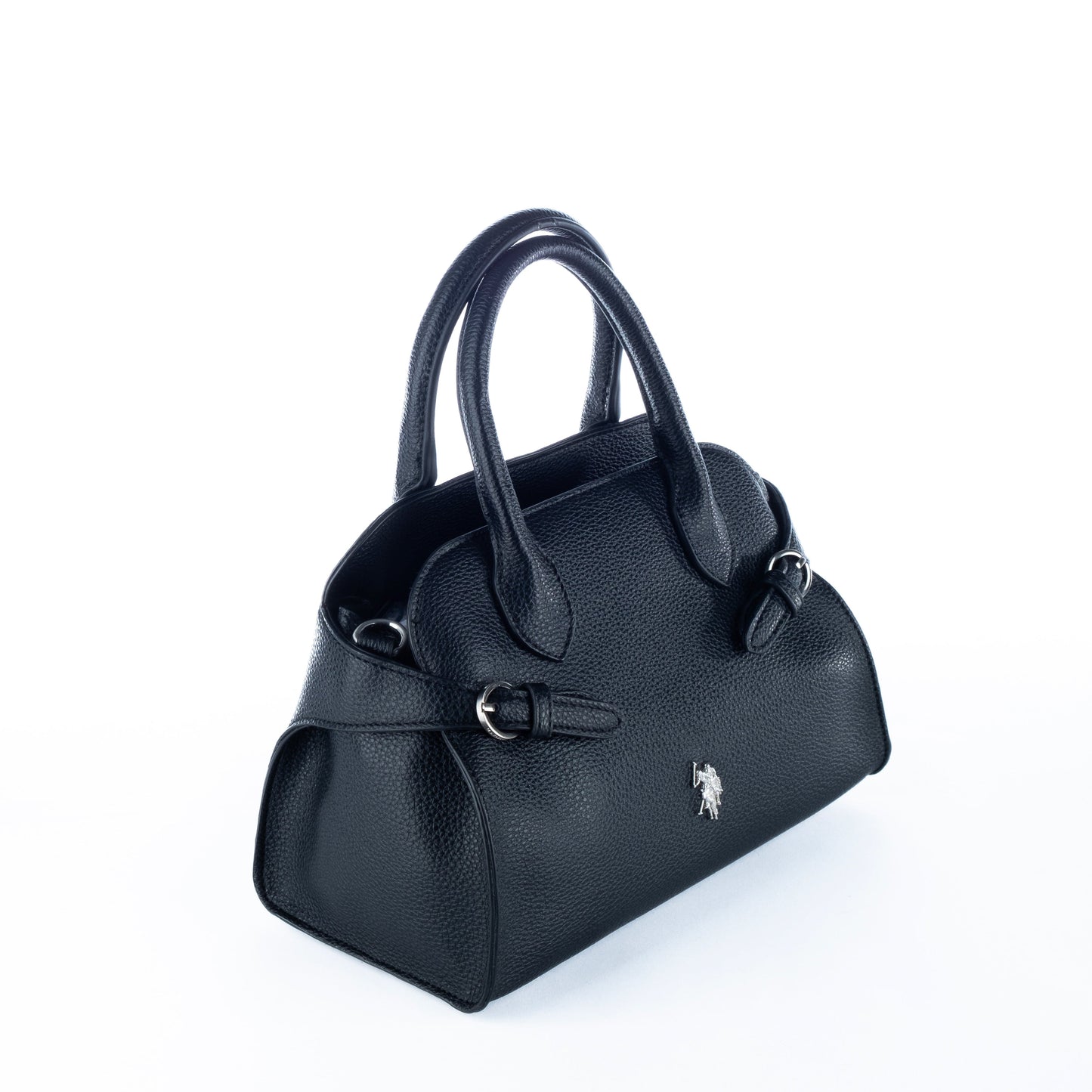 Bolsa Satchel Feminina US Polo Preta em Pele com Alça Dupla