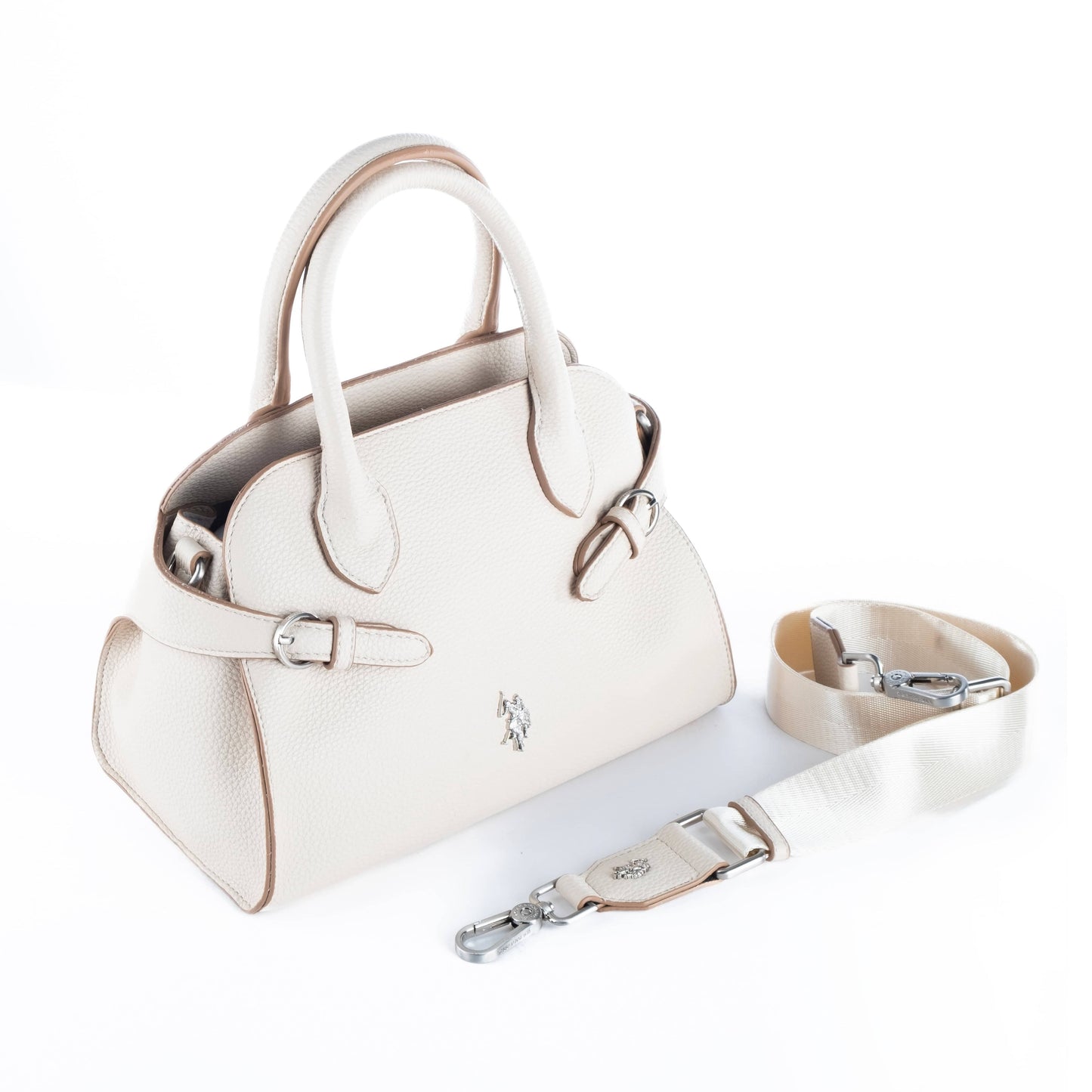 Bolsa Satchel Feminina US Polo Branca com Detalhes Elegantes