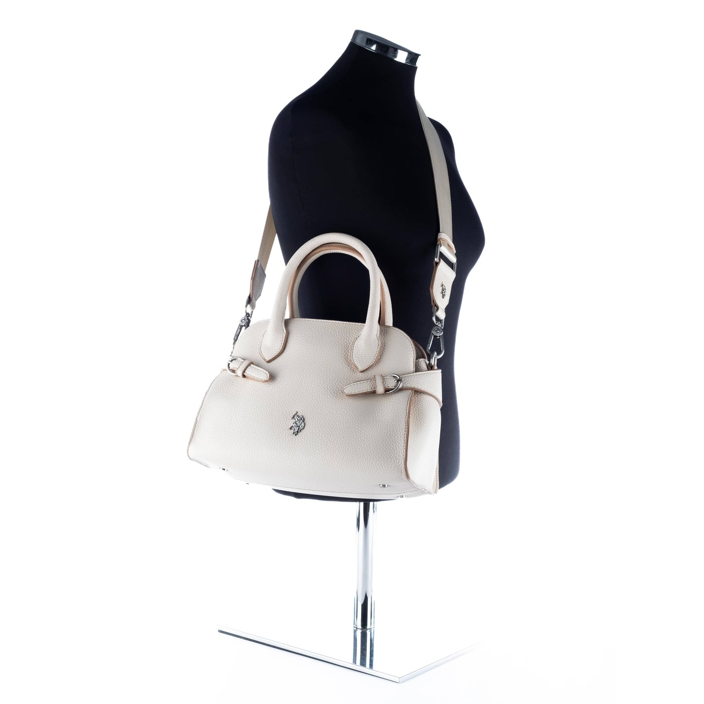 Bolsa Satchel Feminina US Polo Branca com Detalhes Elegantes