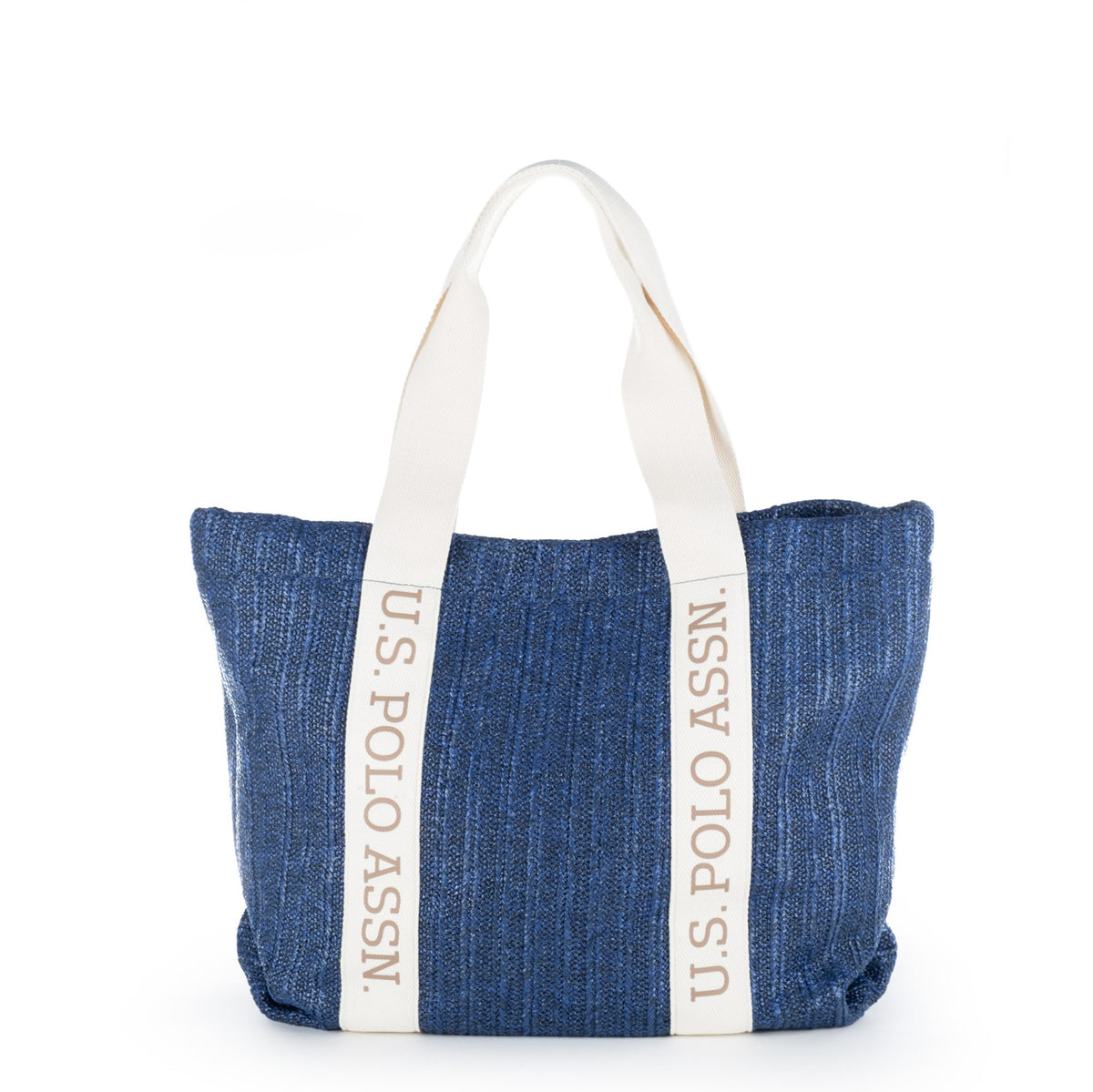 Bolsa Tote U.S. Polo Assn. Azul com Alças Brancas e Logótipo