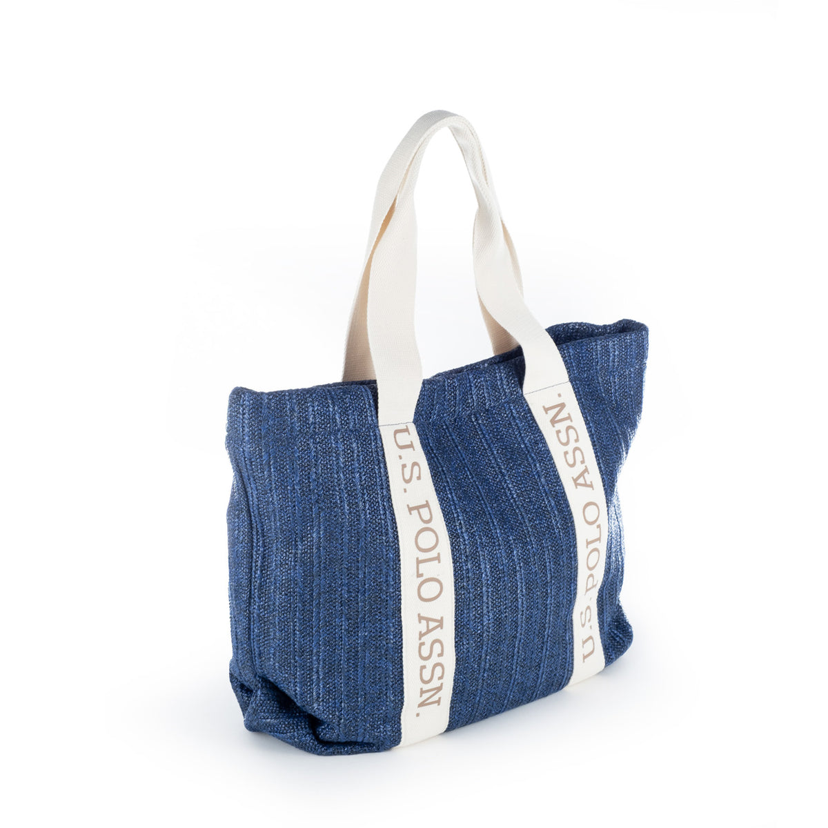 Bolsa Tote U.S. Polo Assn. Azul com Alças Brancas e Logótipo
