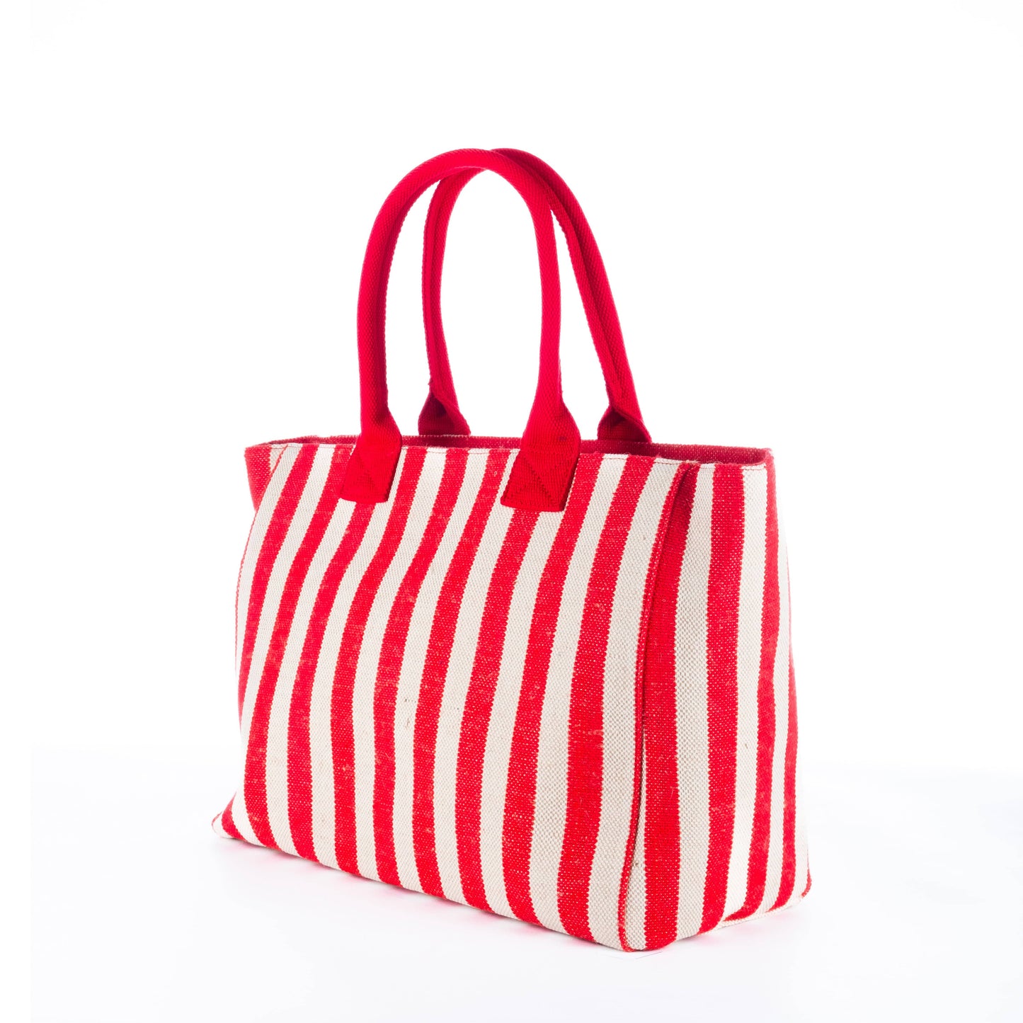 Bolsa Tote Feminina US Polo Listrada Vermelha e Branca