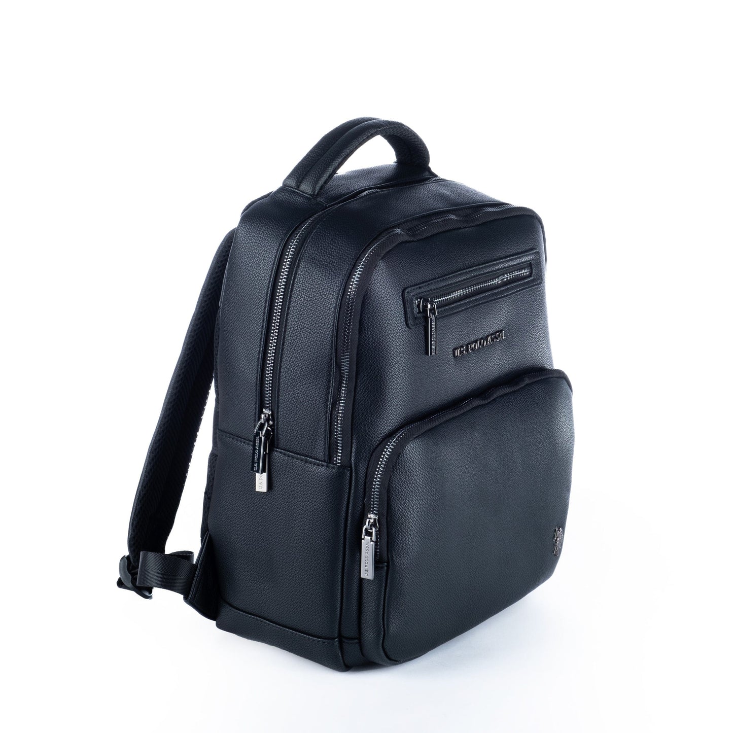 Mochila Unisexo US Polo Preta com Bolso Frontal e Logótipo Metálico