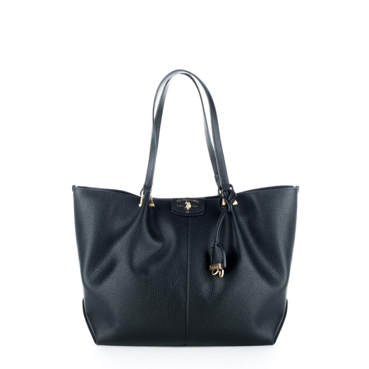 Bolsa Tote U.S. Polo Assn. Preta com Logótipo e Detalhes Dourados