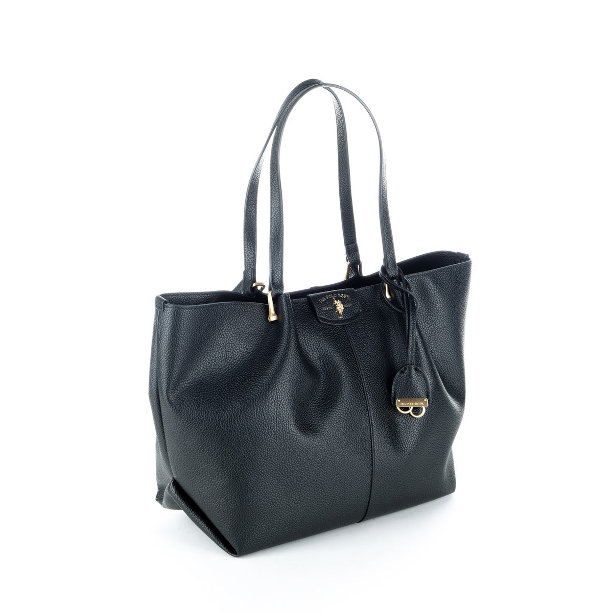 Bolsa Tote U.S. Polo Assn. Preta com Logótipo e Detalhes Dourados