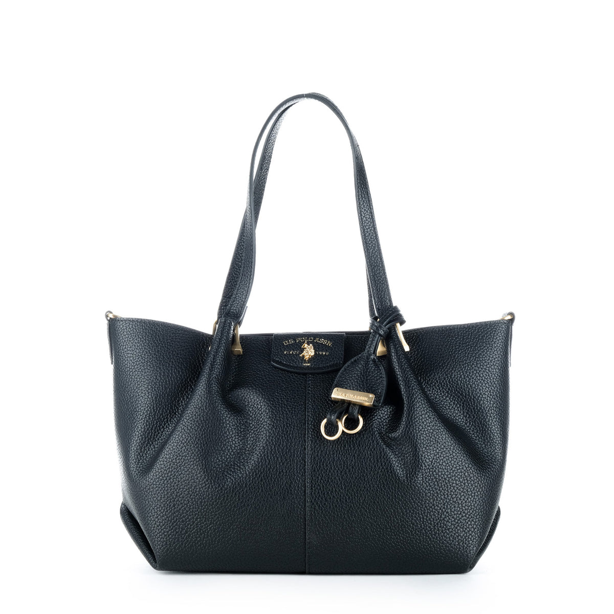 Bolsa Tote U.S. Polo Assn. Preta com Logótipo e Detalhes Dourados