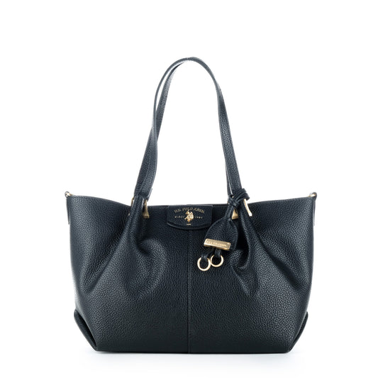 Bolsa Tote U.S. Polo Assn. Preta com Logótipo e Detalhes Dourados