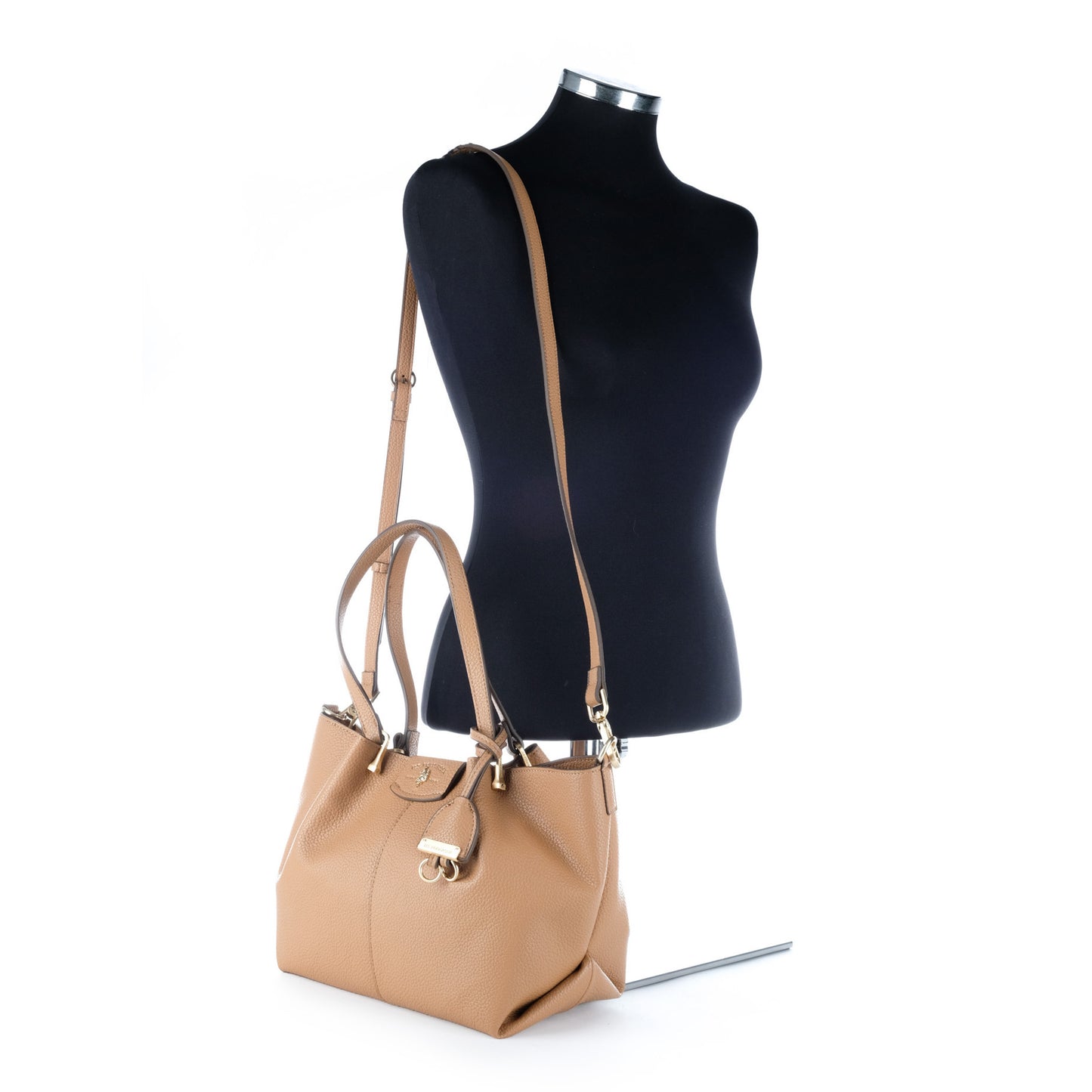 Bolsa Tote U.S. Polo Assn. Castanha com Textura Granulada e Detalhes Dourados