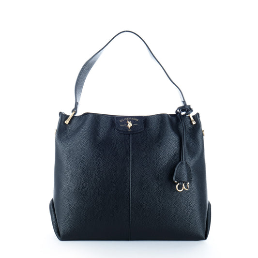 Bolsa de Ombro U.S. Polo Assn. Preta com Logótipo Dourado e Alça
