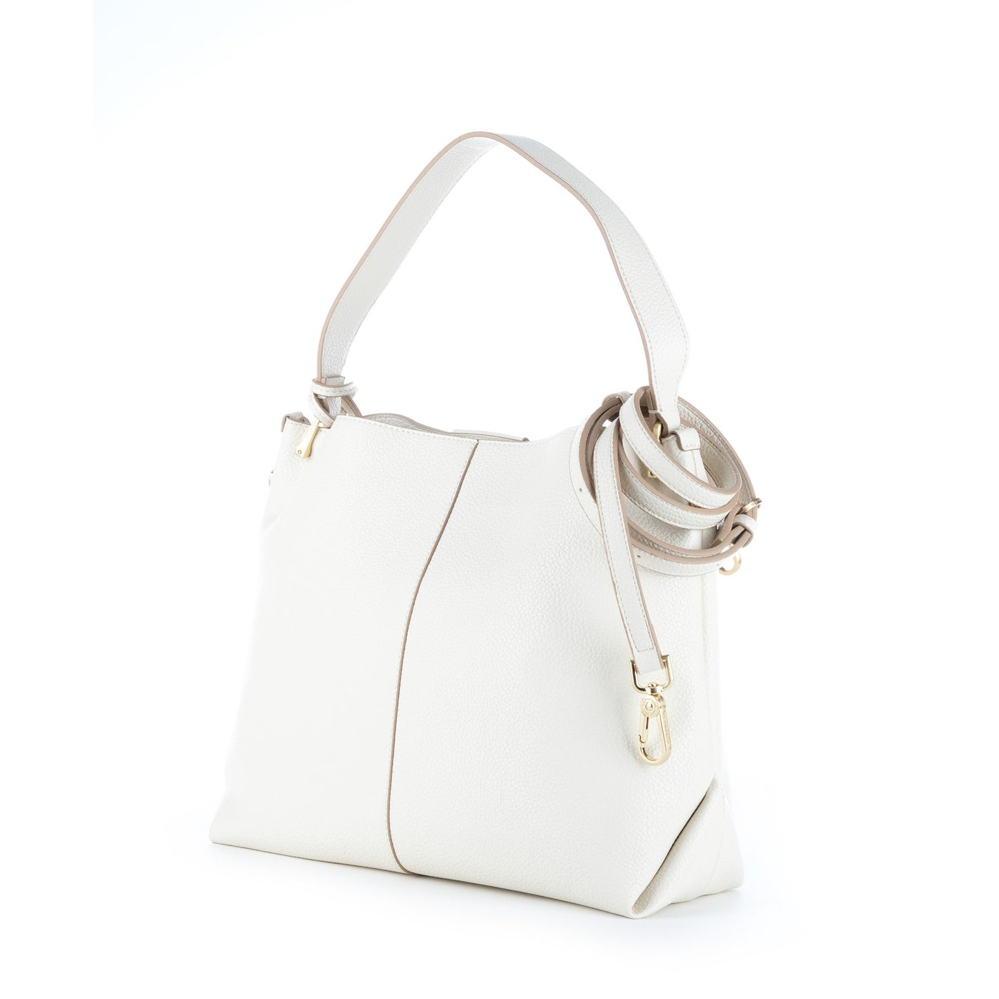 Bolsa de Ombro U.S. Polo Assn. Branca com Textura Granulada e Detalhes Dourados
