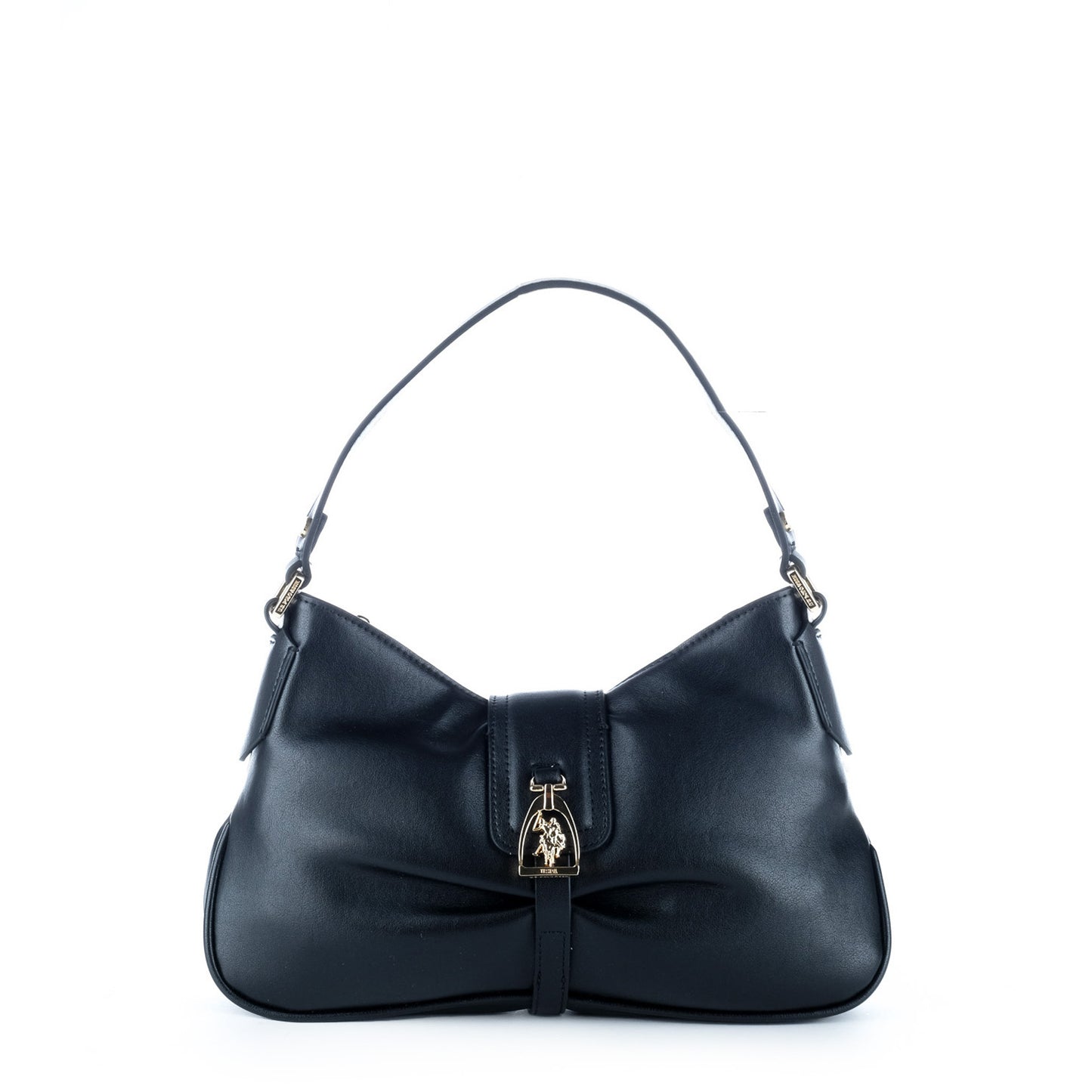 Bolsa de Ombro U.S. Polo Assn. Preta com Fecho Metálico Decorativo