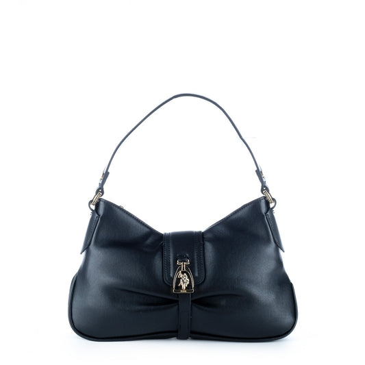Bolsa de Ombro U.S. Polo Assn. Preta com Fecho Metálico Decorativo