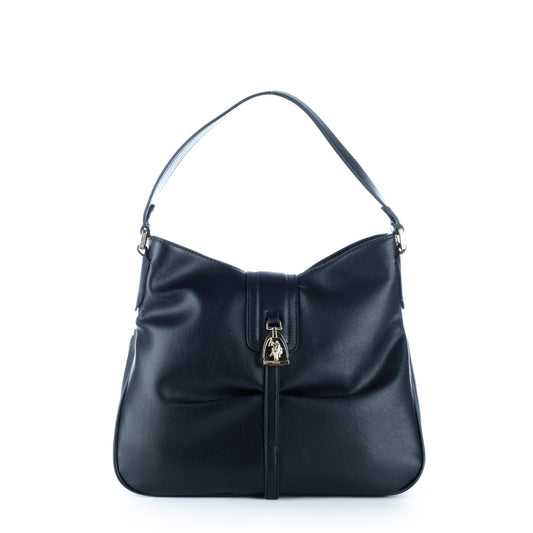 Bolsa de Ombro U.S. Polo Assn. Preta com Fecho Decorativo Metálico