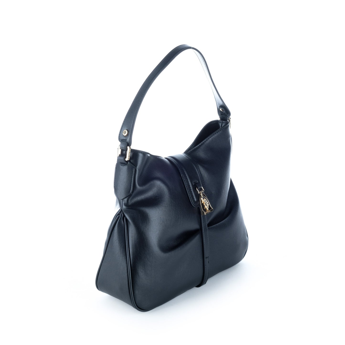 Bolsa de Ombro U.S. Polo Assn. Preta com Fecho Decorativo Metálico