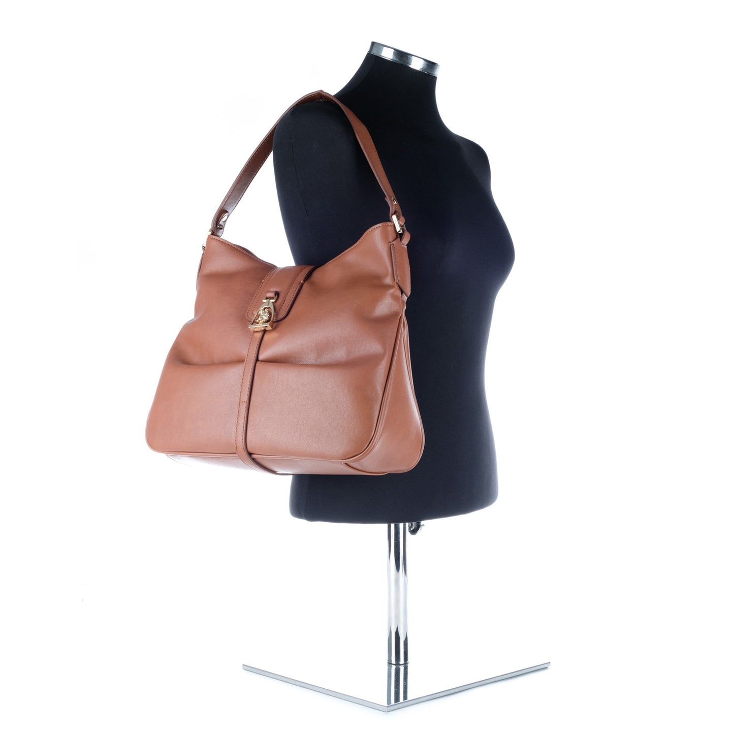 Bolsa de Ombro U.S. Polo Assn. Castanha com Fecho Decorativo Metálico