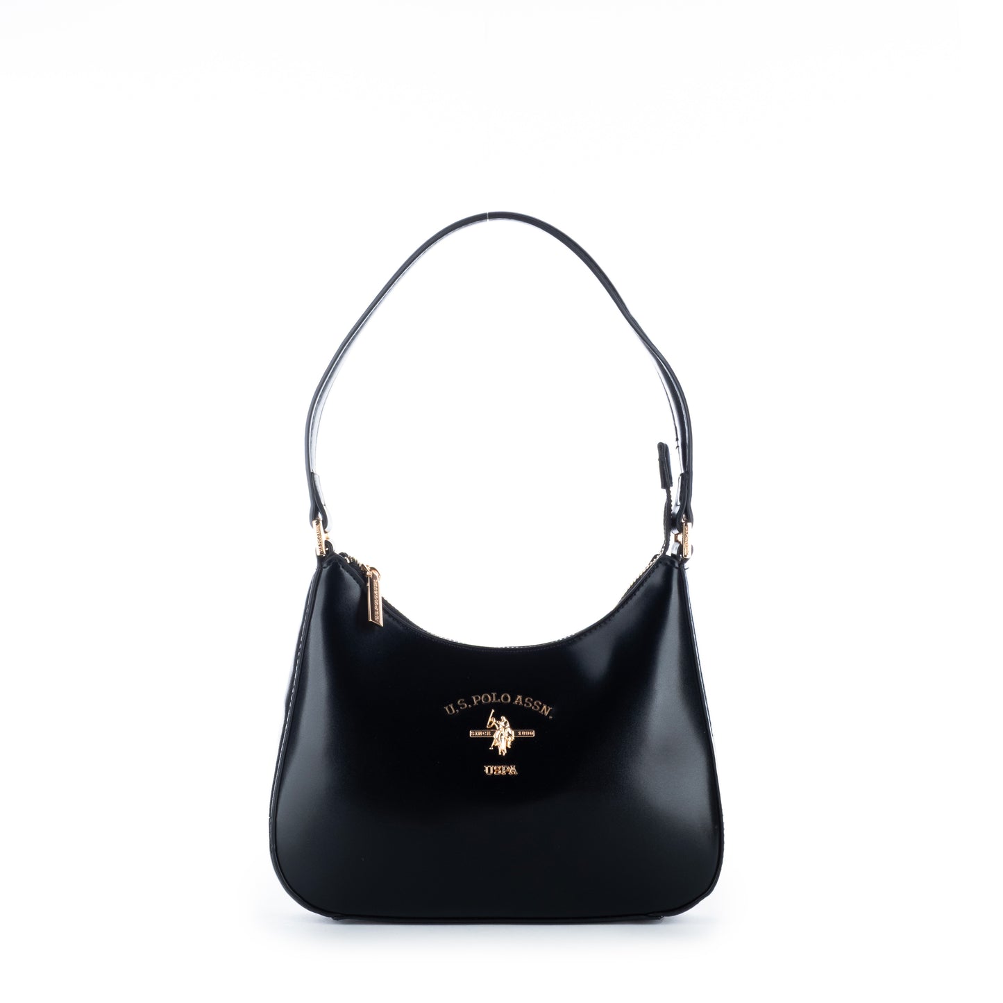 Bolsa de Ombro Us Polo Preta Com Logo Dourado