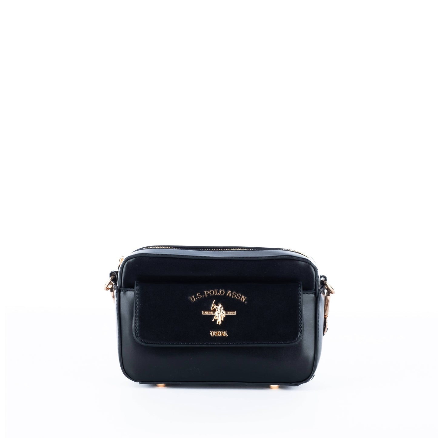 Bolsa Tiracolo Feminina US Polo Preta com Detalhes Elegantes