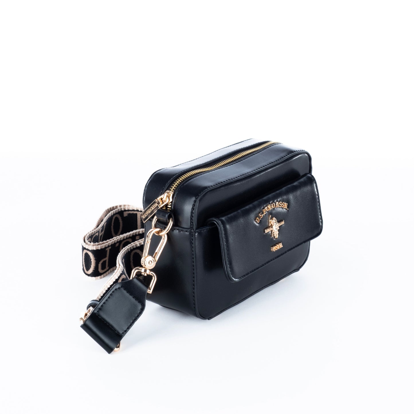 Bolsa Tiracolo Feminina US Polo Preta com Detalhes Elegantes