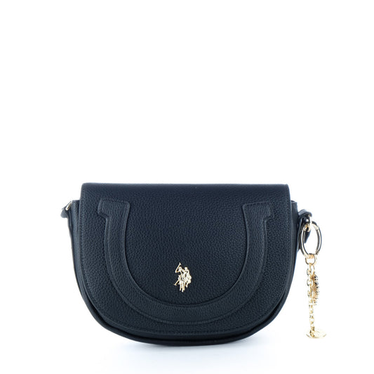 Bolsa Tiracolo U.S. Polo Assn. Preta com Logótipo Dourado e Pendente