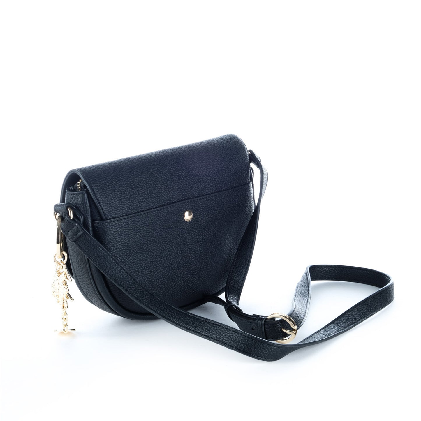 Bolsa Tiracolo U.S. Polo Assn. Preta com Logótipo Dourado e Pendente