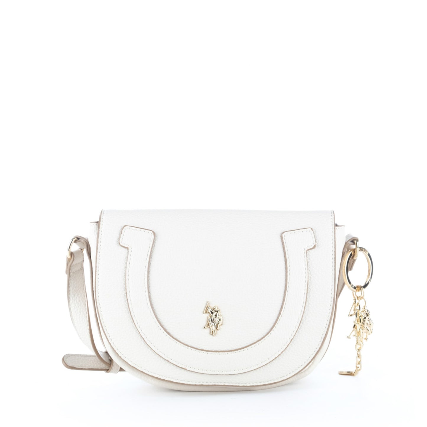 Bolsa Tiracolo U.S. Polo Assn. Branca com Aplicação Frontal e Detalhes Dourados