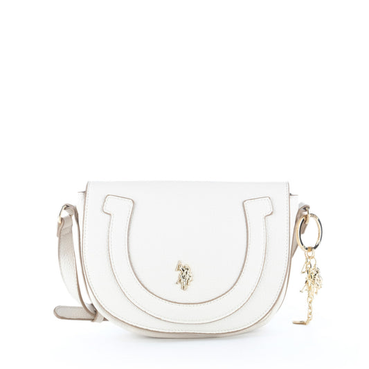 Bolsa Tiracolo U.S. Polo Assn. Branca com Aplicação Frontal e Detalhes Dourados