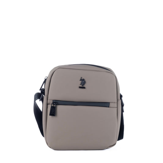 Bolsa Tiracolo de Homem US Polo em Nylon Bege com Bolso Frontal