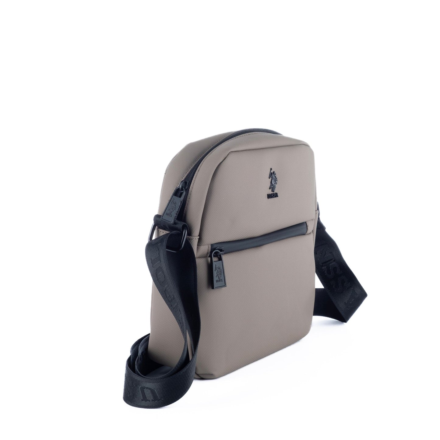 Bolsa Tiracolo de Homem US Polo em Nylon Bege com Bolso Frontal