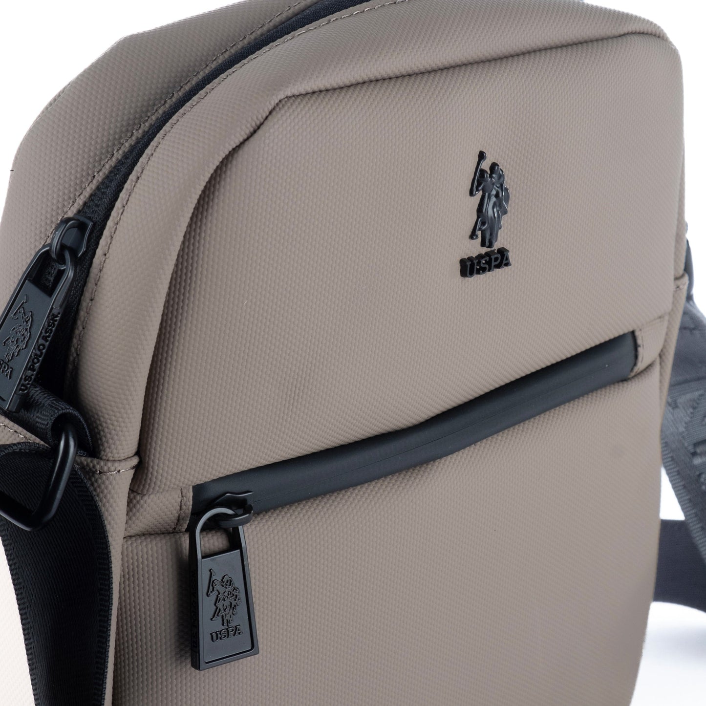 Bolsa Tiracolo de Homem US Polo em Nylon Bege com Bolso Frontal