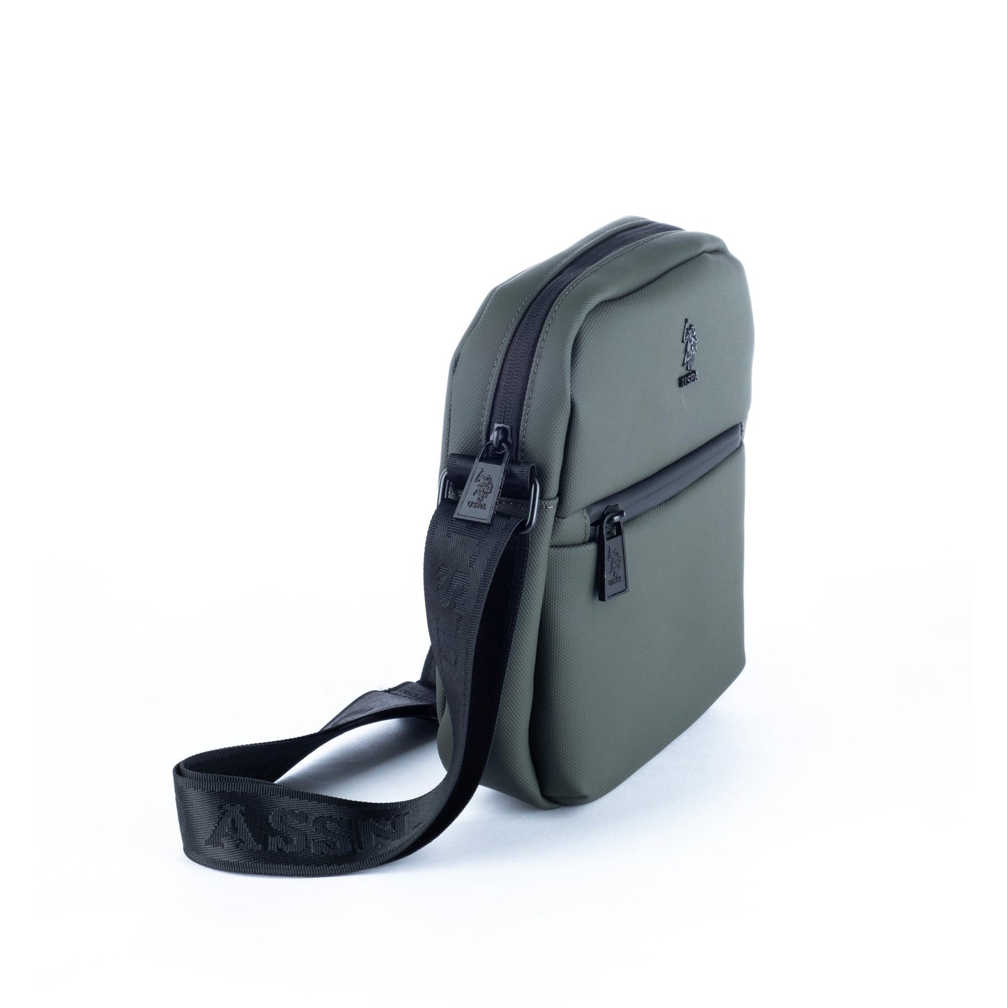 Bolsa Tiracolo de Homem US Polo em Nylon Verde com Bolso Frontal